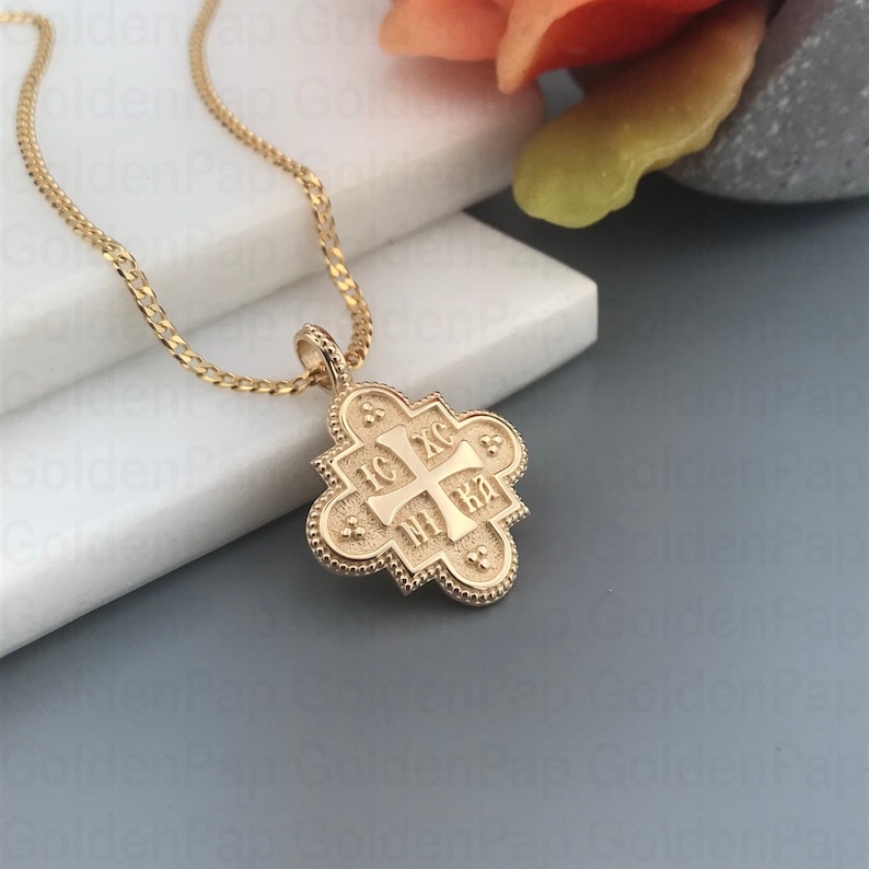14k Solid Gold Pendant, Double Sided Pendant With Virgin Mary ...