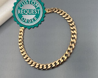 CUSTOM 14k Solid Gold bracelet, about 5.5mm thickness, 19.5cm length