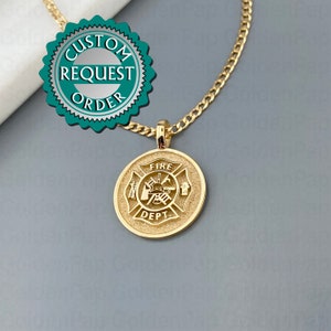 Custom 14k solid gold pendant, Pesronalized pendant, pendant for firefighter, firefighter necklace