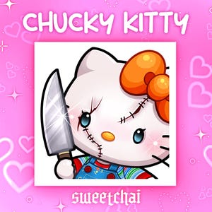 Muñeco Chucky con cuchillo y adorable gatito Twitch Emote - Individual
