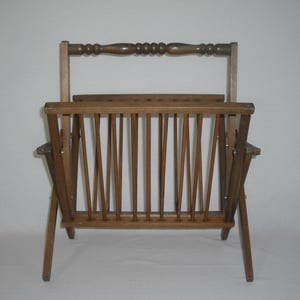 Wooden Folding Spindle Magazine Rack Vintage