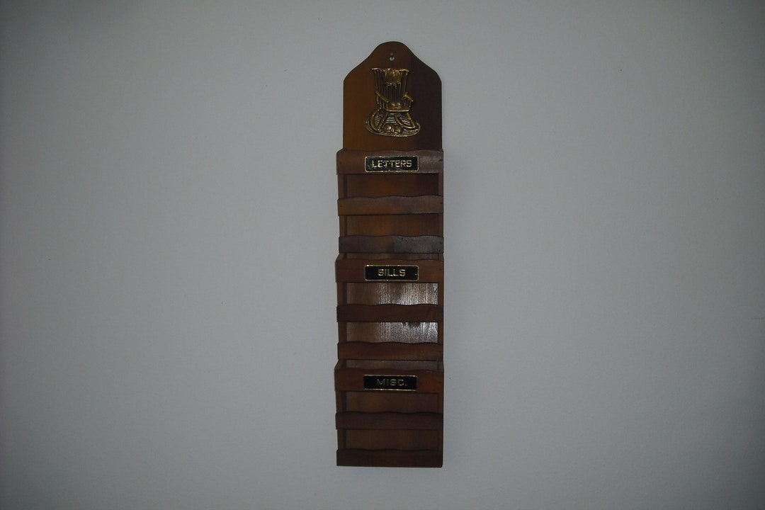 Wood Mail Letter Holder Wall Mount Vintage Etsy