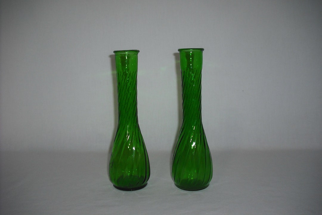 Bud Vases Emerald Green Bud Vases Home Décor Set of 2 Vintage Etsy