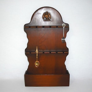 Wood Spoon Rack with Storage Box 12 Slots Kitchen Décor Vintage