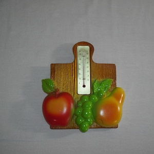 Chalk Ware Fruit Thermometer 1978 Vintage
