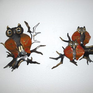 Metal Owl Wall Hanging Owls on Branches Set of 2 Home Décor