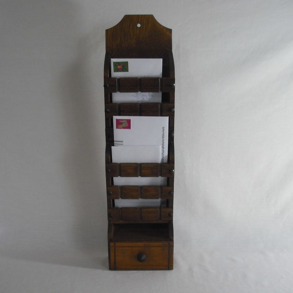 Wood Mail Letter Holder Wall Mount Vintage