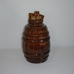 McCoy Brown Barrel Cookie Jar with Lid #146 Vintage