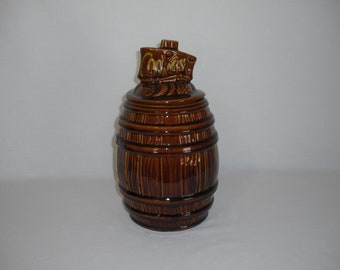McCoy Brown Barrel Cookie Jar with Lid #146 Vintage