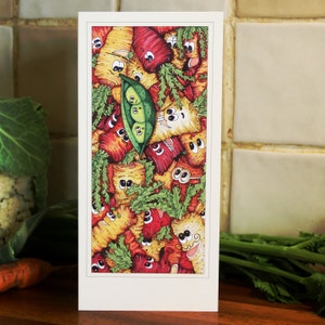 Carottes & petits pois : carte toute occasion, carte française humoristique, dessinée à la main
