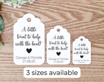 Wedding Favour Tags, Fan Favour Tags, Wedding Gift Tags, Wedding Favours, A Little Treat To Help With The Heat Tags, Abroad Wedding Favours