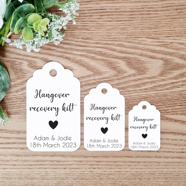 Wedding Favour Tags, Hangover Kit Favour Tags, Wedding Gift Tags, Wedding Favours, Hangover Recovery Kit Tags, Alcohol Wedding Favours