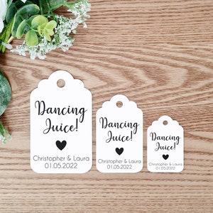 Wedding Favour Tags, Wedding Drink Favour Tags, Dancing Juice Favours, Wedding Gift Tags, Wedding Favours, Shot Favour Tags, Drinks Favours