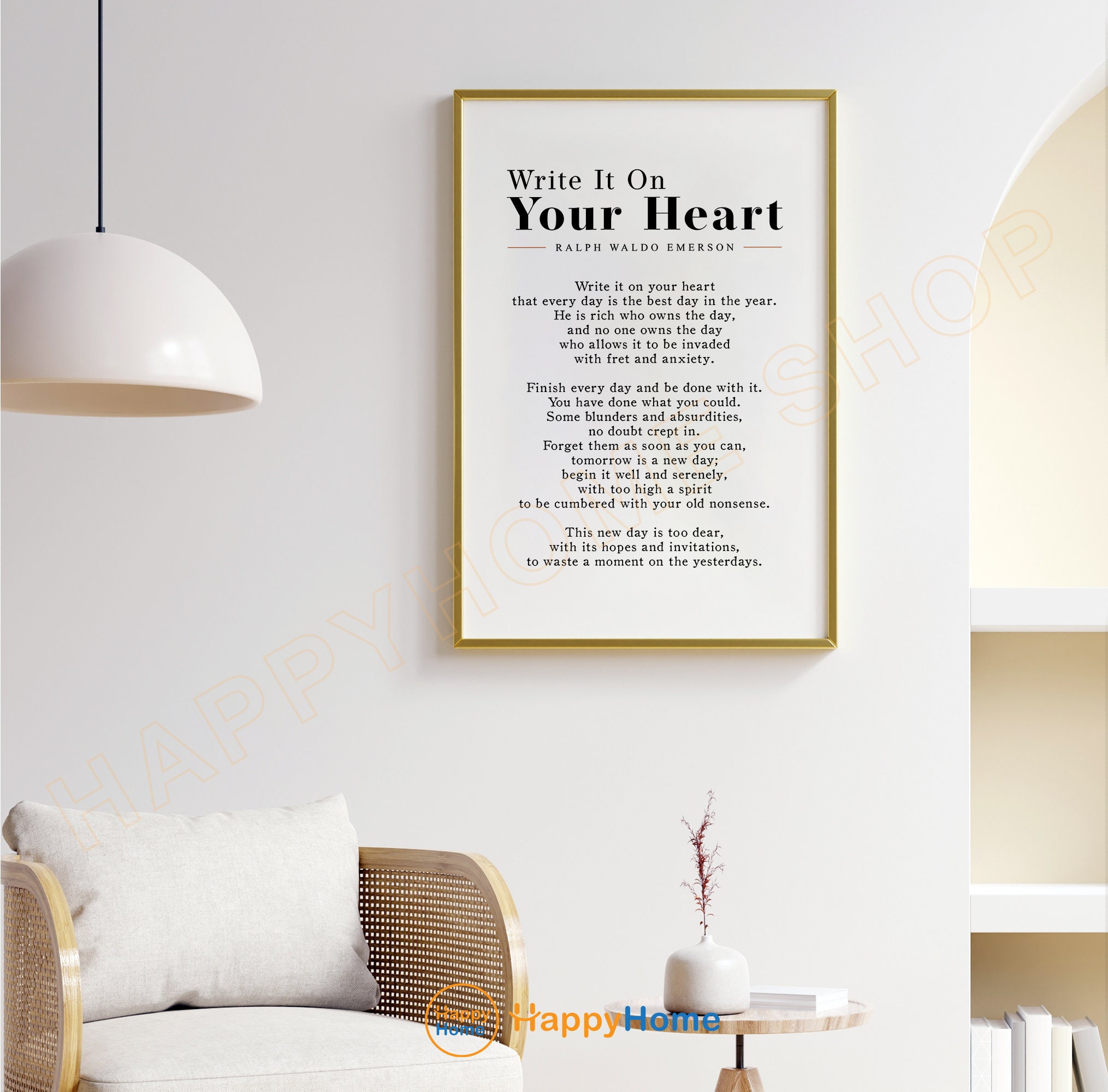 Write It on Your Heart Ralph Waldo Emerson Wall Art Poem Prints ...