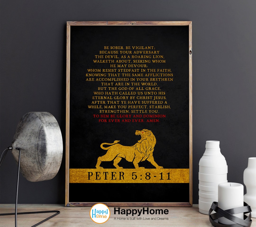 Peter 5811 Be Sober, Be Vigilant Bible Verse Wall Art Christian Wall