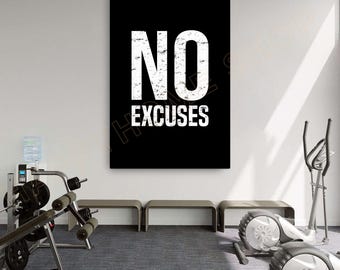 No Excuses Wall Art Gym Poster Fitness Sign Art Gym Room Decor Motivational Gym Print Modern Art - PC74