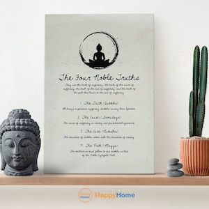 The Four Noble Truths Buddhist Wall Art Buddha Zen Quotes Spiritual Print Art Meditation Artwork Washi Print Home Decor -PB16