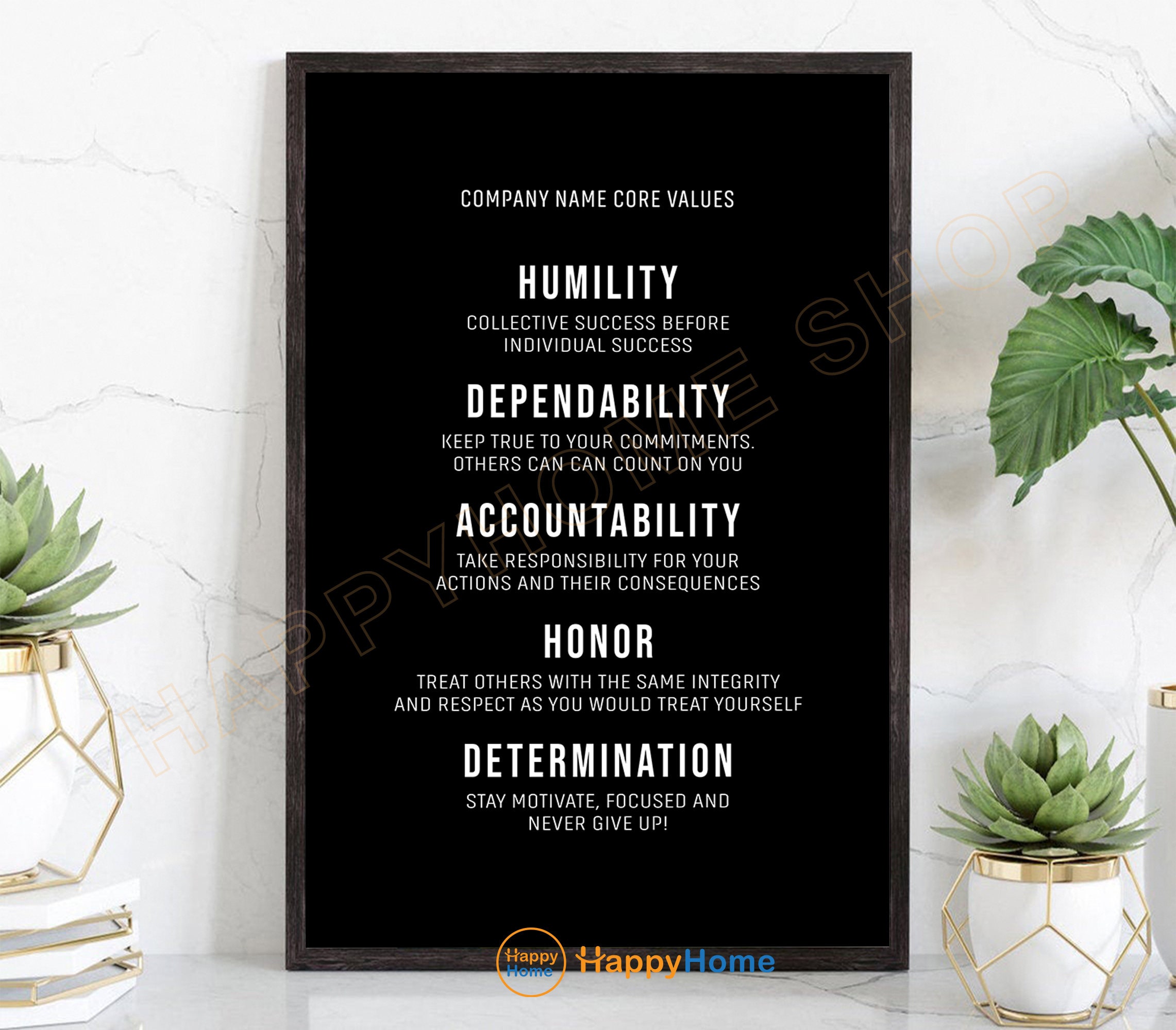 Personalized Company Core Values Wall Art Business Core Values Decor ...