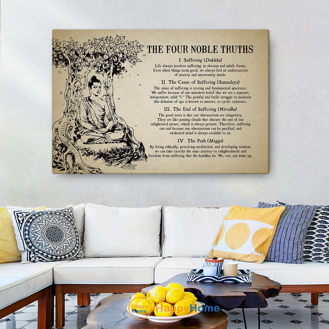 The Four Noble Truths Buddhist Wall Art Buddha Zen Quotes Spiritual ...