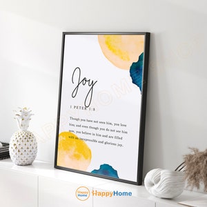 1 Peter 1:8 Wall Art Glorious Joy Bible Verse Scripture Quote Prints | Christian Bible Wall Art Poster Home Art Office Decor -P971