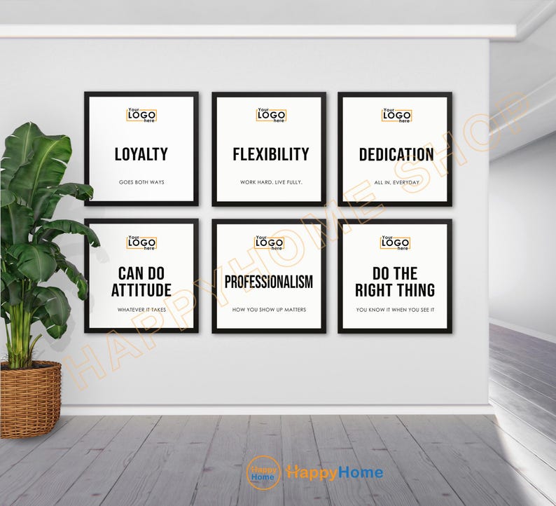 Personalized Company Values Wall Art Business Core Values Sign ...