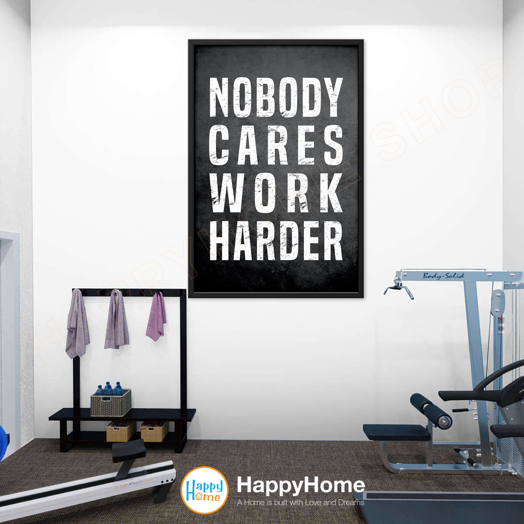 Nobody Cares Work Harder Wall Art Workout Room Decor Gym Poster Fitness ...
