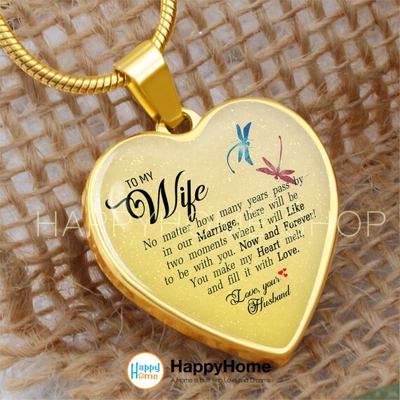 Personalized To My Beautiful Wife Necklace From Husband My Life My Love Wife  Birthday Anniversary Valentines Day Christmas Customized Gift Box Message  Card - Siriustee.com