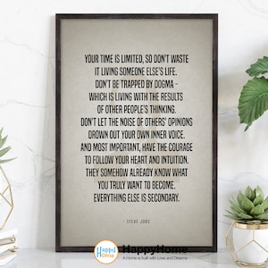 Muurkunst Steve Jobs Your Time is Limited Motiverende inspiratie citaten muurdecoratie | Steve Jobs Quotes Wall Art Office Decor Print Art
