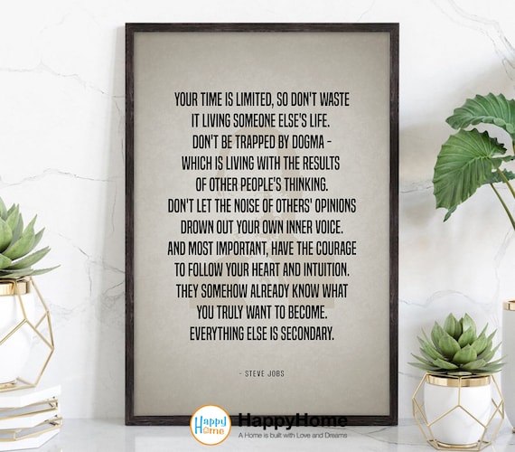 Steve Jobs Wall Art Your Time Is Limited Motivational - Etsy Finland