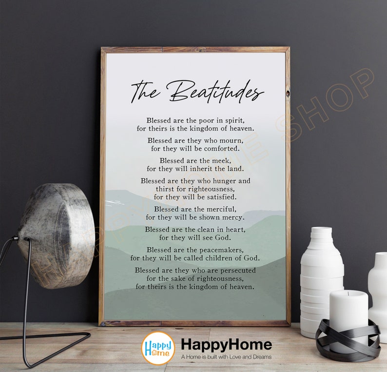 The Beatitudes Scripture Sign Bible Verse Wall Art Matthew 5:1-10 Verse ...