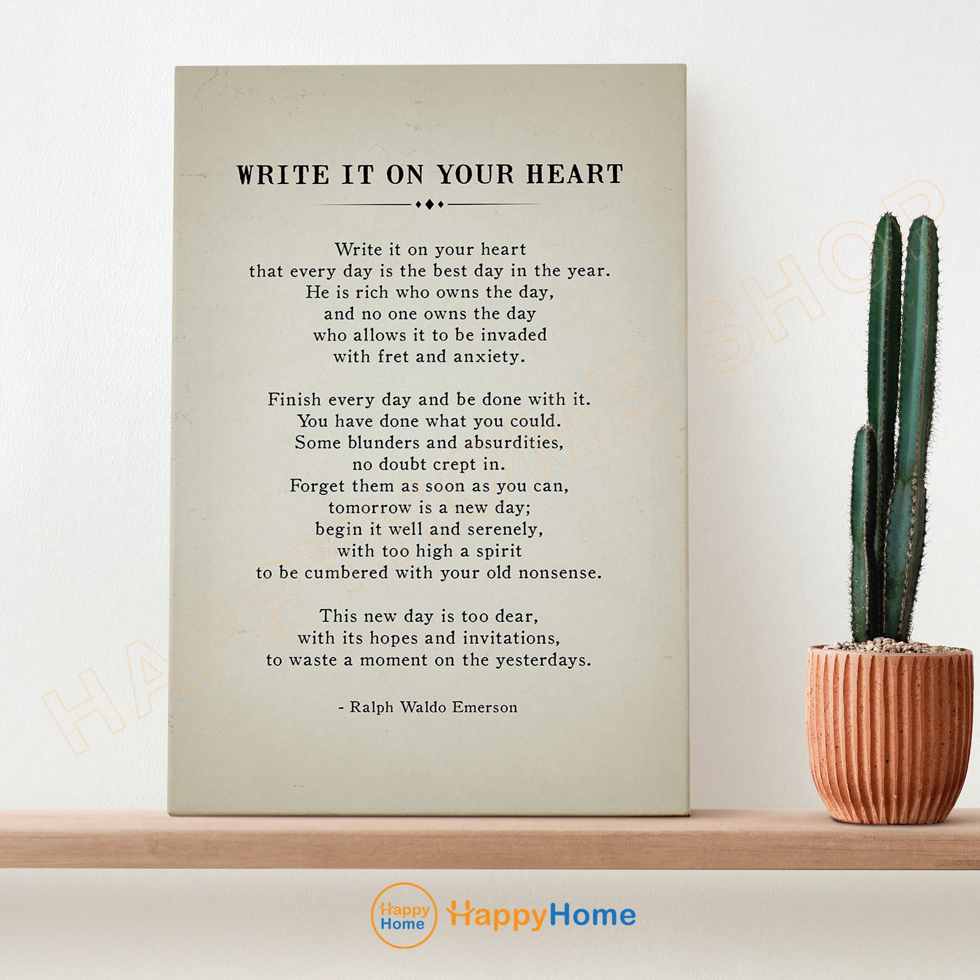 Ralph Waldo Emerson Write It on Your Heart Wall Art Poem Prints ...