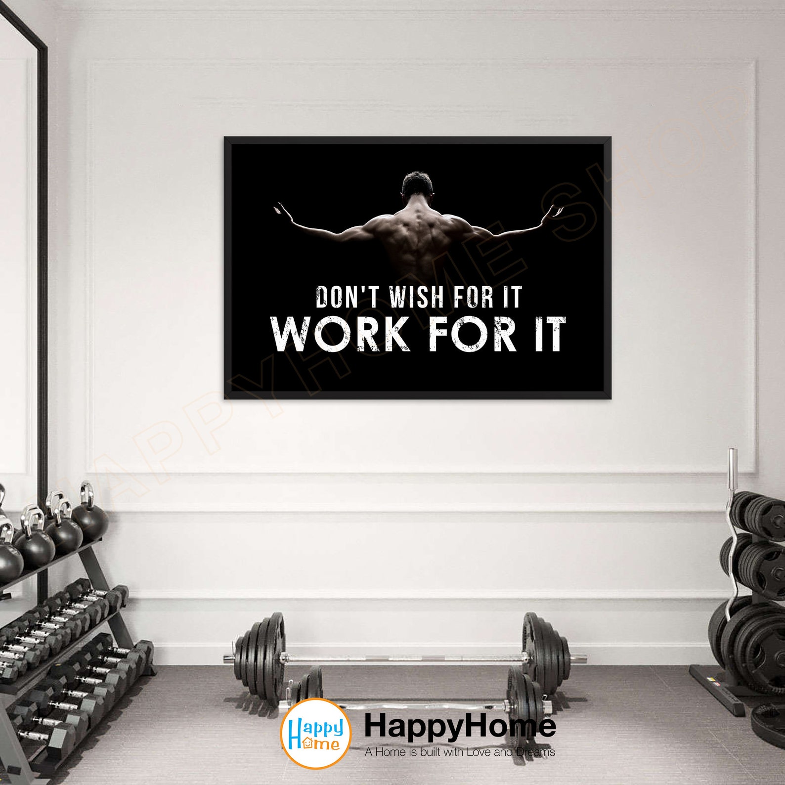 Don't Wish for It Work for It Wall Art Workout Room Decor Etsy