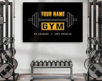 Personalized Name Gym Wall Art Custom Gym Room Sign Fitness Poster Workout Print Home Decor -PG41