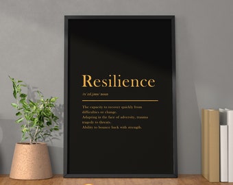 Resilience Definition Poster Motivational Wall Art | Inspirational Wall Art Resilience Quote Poster Home Art Office Decor Modern Canvas Art