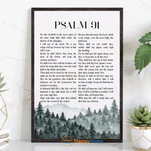Psalm 91 KJV Bible Verse Wall Art He Who Dwells in the Shelter Scripture Quote Print  Christian Bible Art Poster Home Art Office Decor-P657