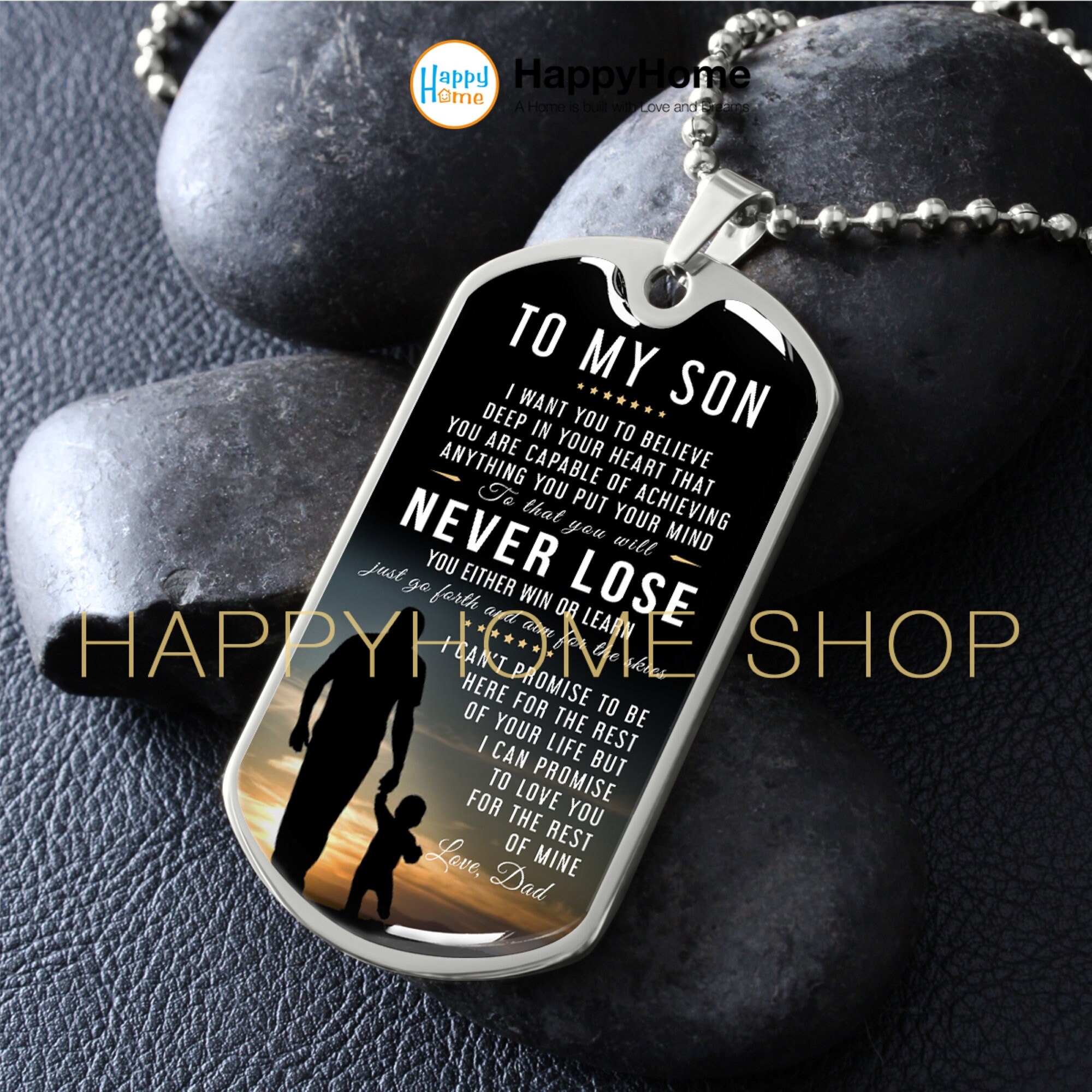 AkoaDa Stainless Steel Dog Tags Necklace,to My Son from Mom and