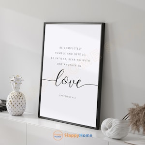 Ephesians 42 Bible Verse Wall Art Be Completely Humble and Gentle Scripture Print Bible Quote Christian Poster Wall Decor -P840