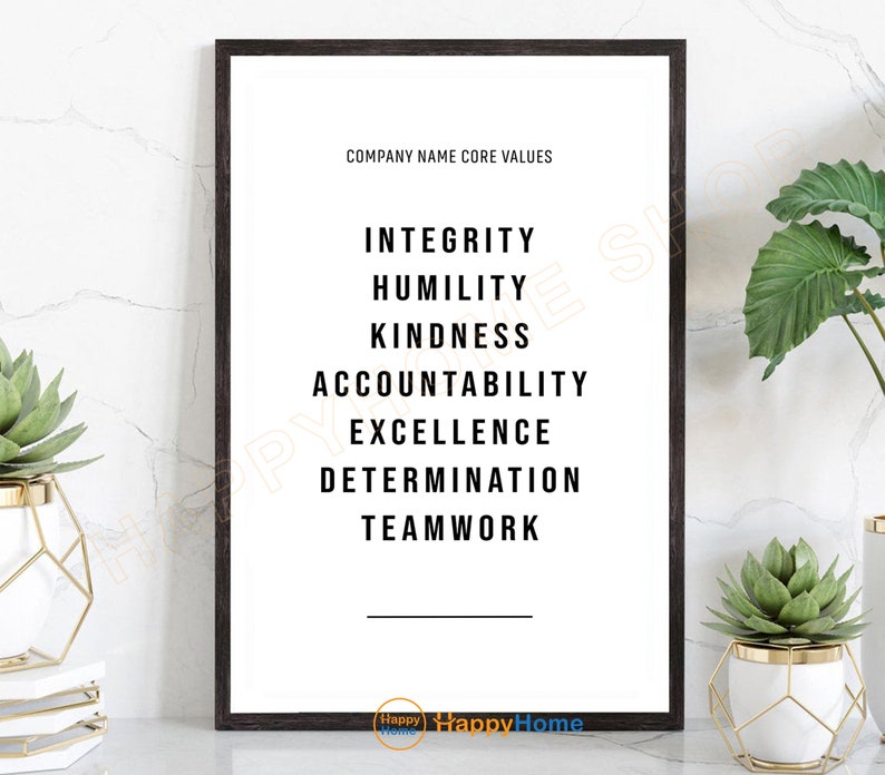Personalized Company Core Values Wall Art Business Core Values Decor ...