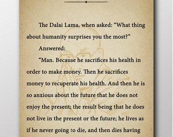 Dalai Lama Quotes Poster Motivational Inspiration Quotes Poster Dalai Lama when Asked about Humanity | Dalai Lama Motivational Quotes Print