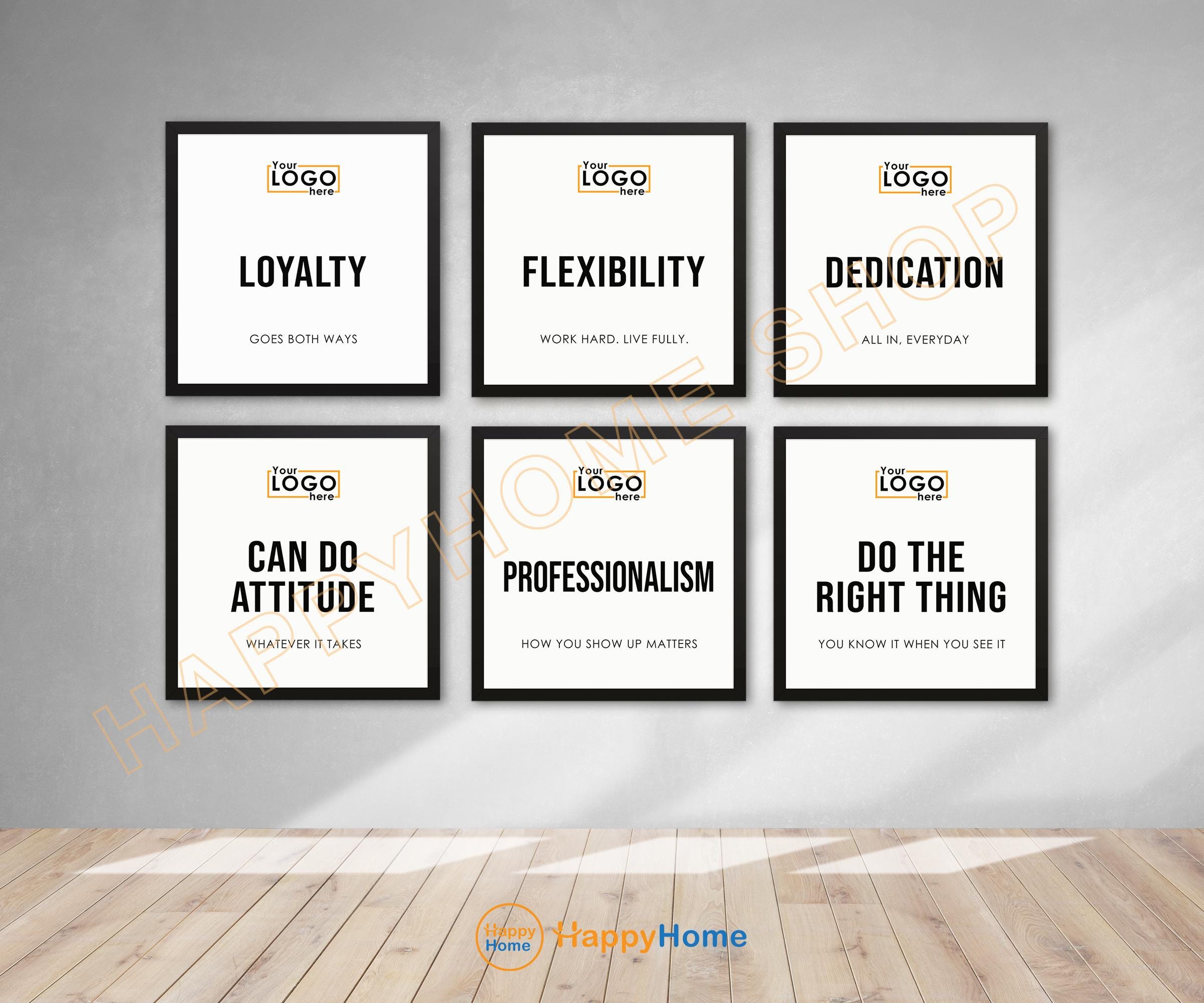 Jvalues Sign Personalized Company Values Wall Art Business Core Values Sign ...