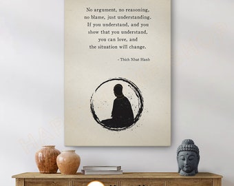 Thich Nhat Hanh Quote Wall Art Just Understanding Motivational Quote Spiritual Wall Decor Meditation Artwork Home Decor -P648