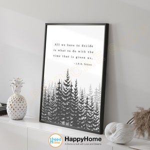 J.R.R. Tolkien Quote Wall Art All We Have To Decide is What To Do Motivational Quotes Inspirational Art Home Art Office Decor -P674