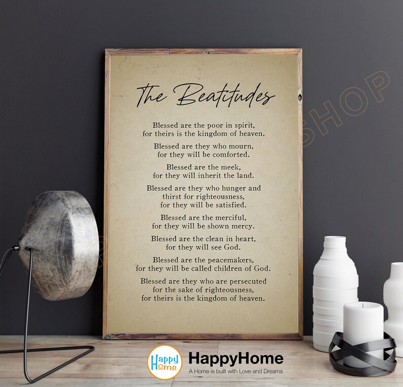 The Beatitudes Scripture Sign Bible Verse Wall Art Matthew 5:1-10 Verse ...