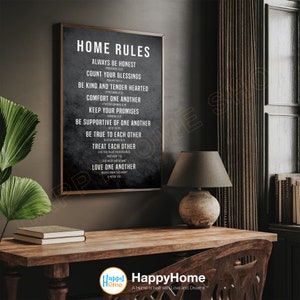 Home Rules Wall Art Family Rules from Bible Verse Quote Home Decor Canvas Art | Motivational Quotes Home Art Wall Decor Modern Art -P501