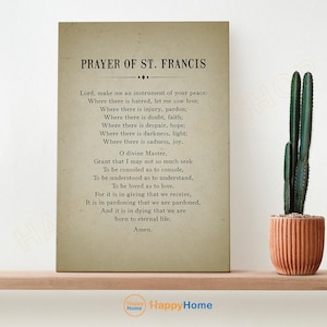Prayer of St. Francis Wall Art St Francis of Assisi Prayer Scripture Sign Prayer for Peace Print Christian Home Art Decor -PC71