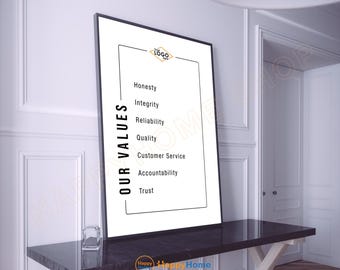 Personalized Our Values Statement Wall Art Entrepreneur Core Values Poster Business Sign Office Wall Decor -PG27