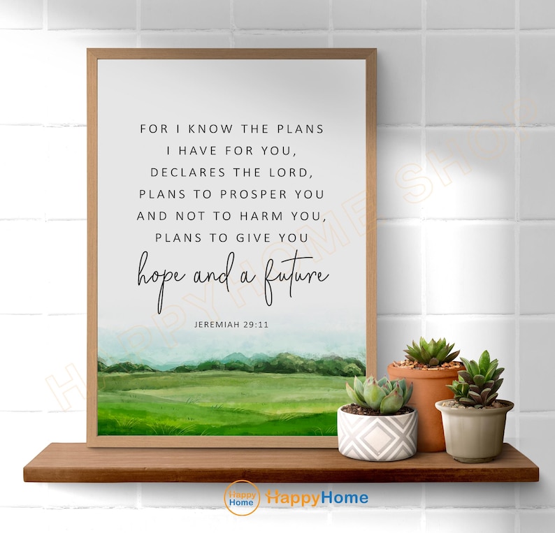 Jeremiah 29:11 Bible Verse Wall Art for I Know the Plan I Have for You ...