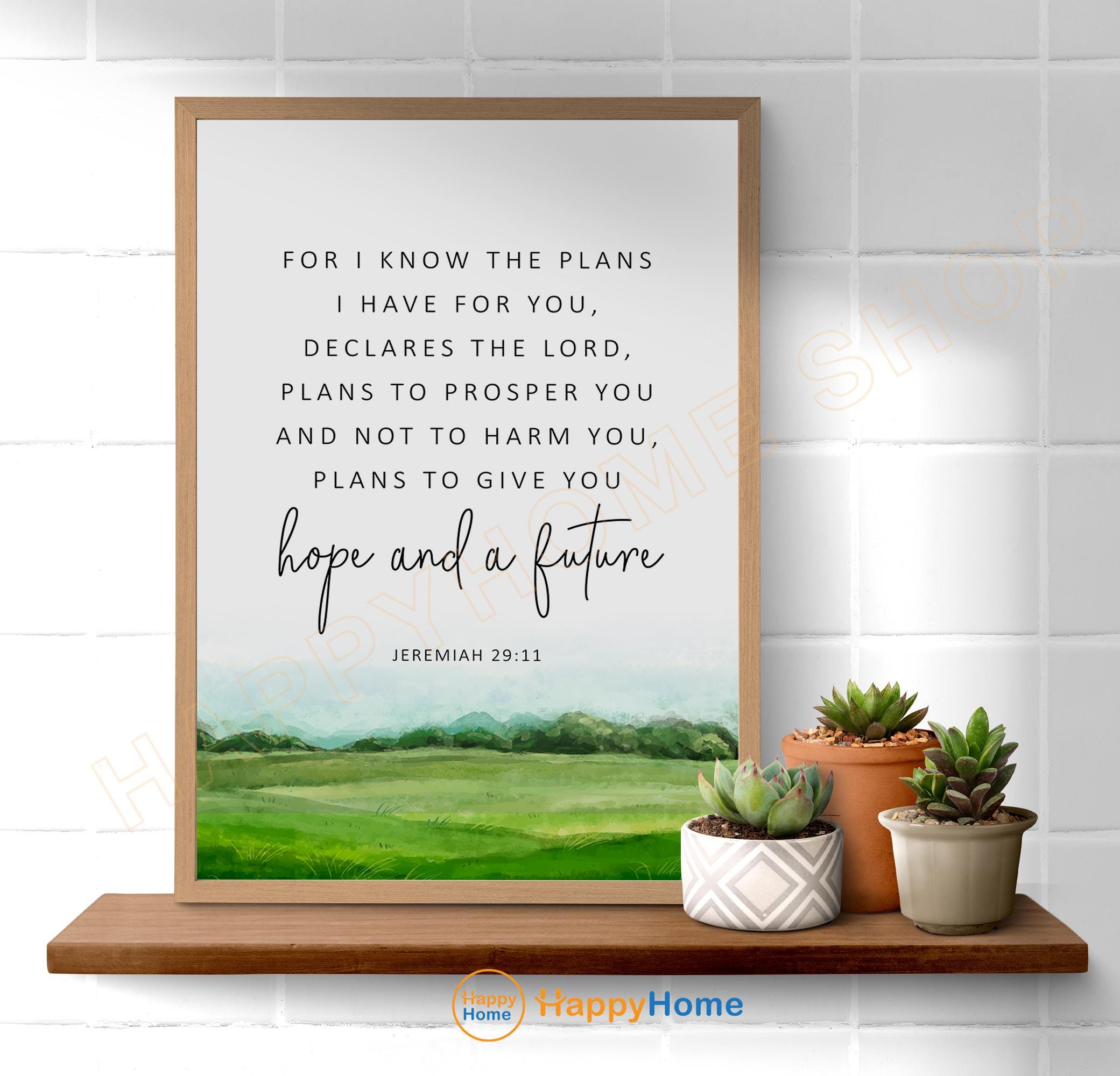 Jeremiah 29:11 Bible Verse Wall Art for I Know the Plan I Have for You ...