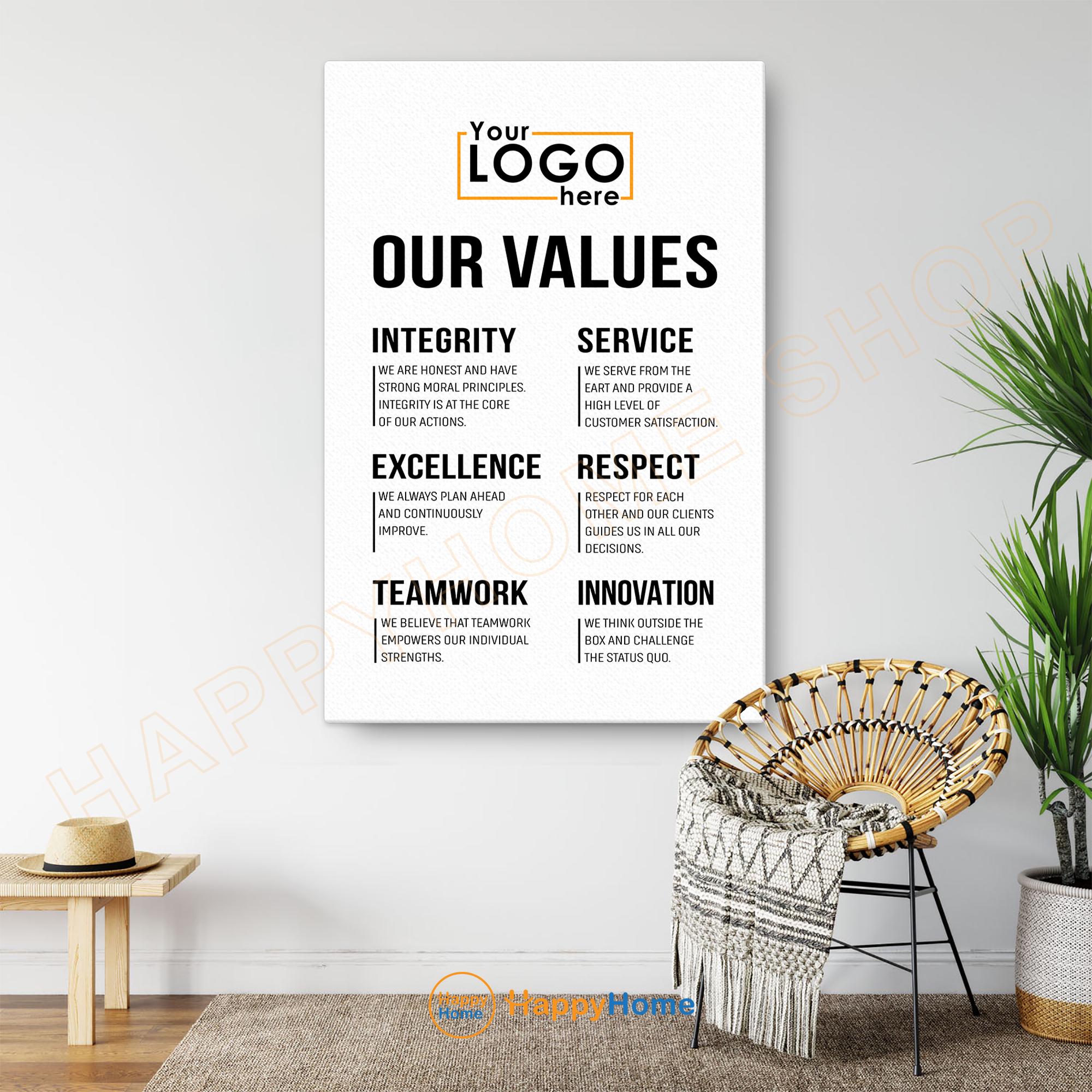 Personalized Company Core Values Wall Art Business Core Values Decor ...