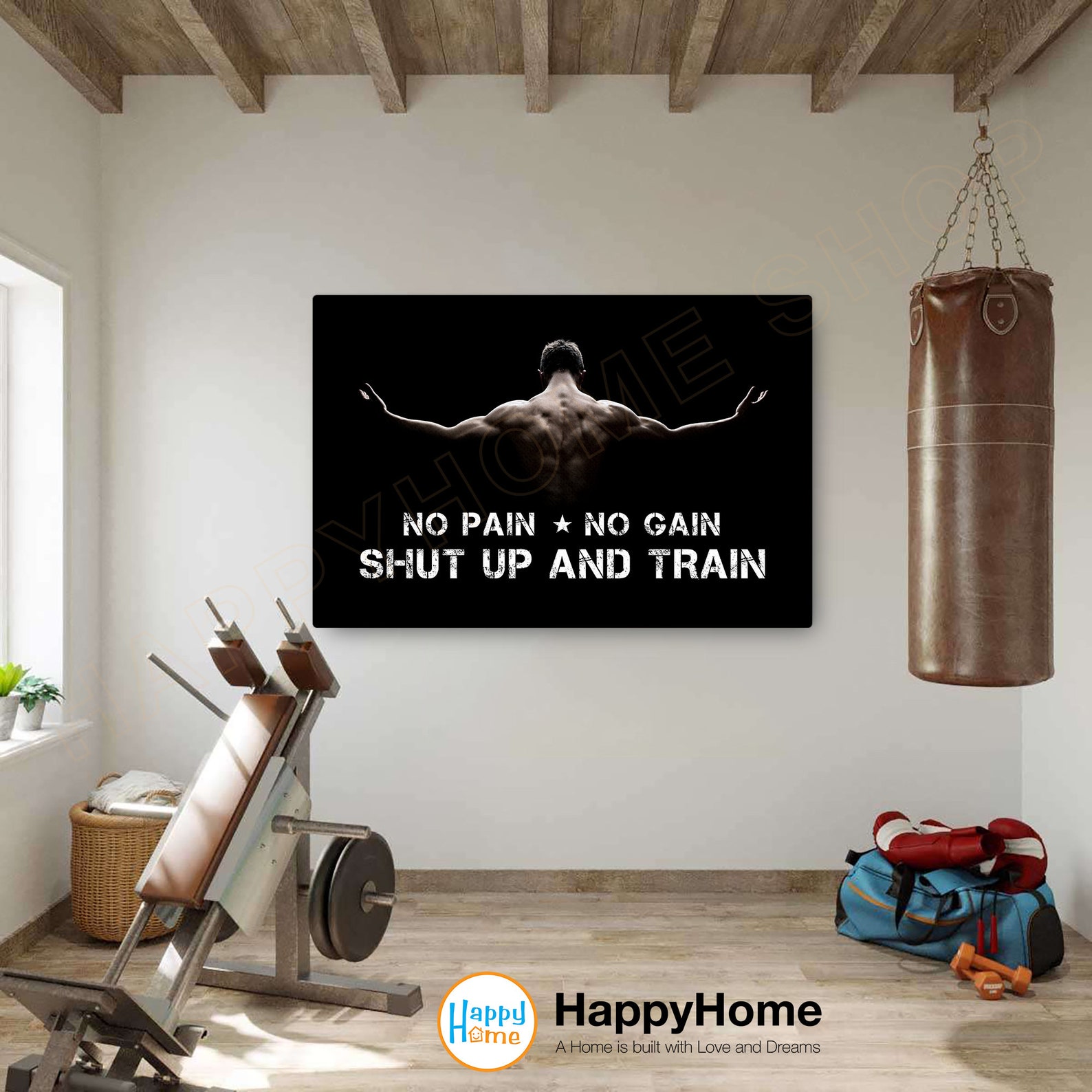 No Pain No Gain Wall Art Workout Room Decor Gym Poster Fitness Sign ...